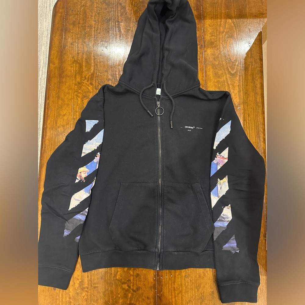 Off-White Black Hoodie with Label Detail